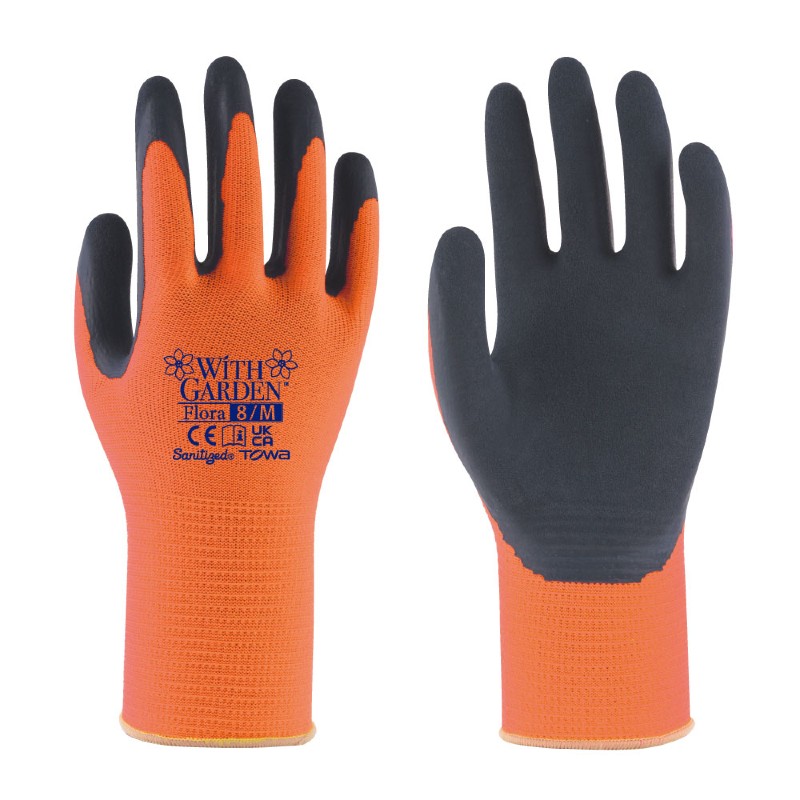 WithGarden Ladies Orange Gardening Gloves Health and Care