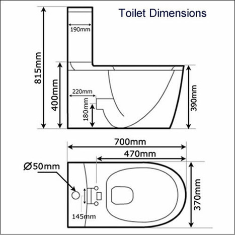 Dimensions of the USPA CCP-7235 Wash and Dry Shower Toilet