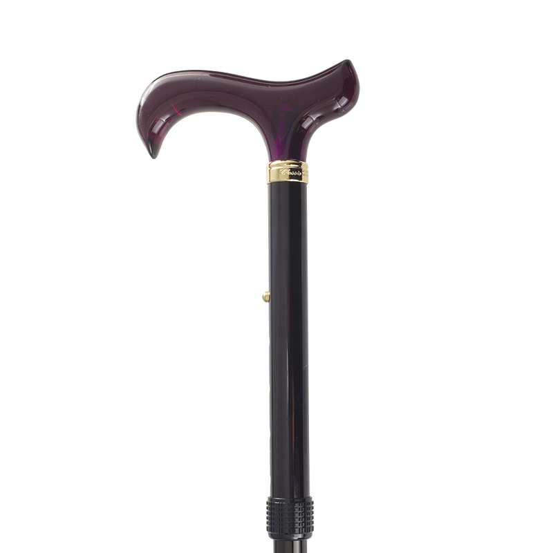 Adjustable Folding Acrylic Amethyst Derby Handle Walking Cane Health and Care