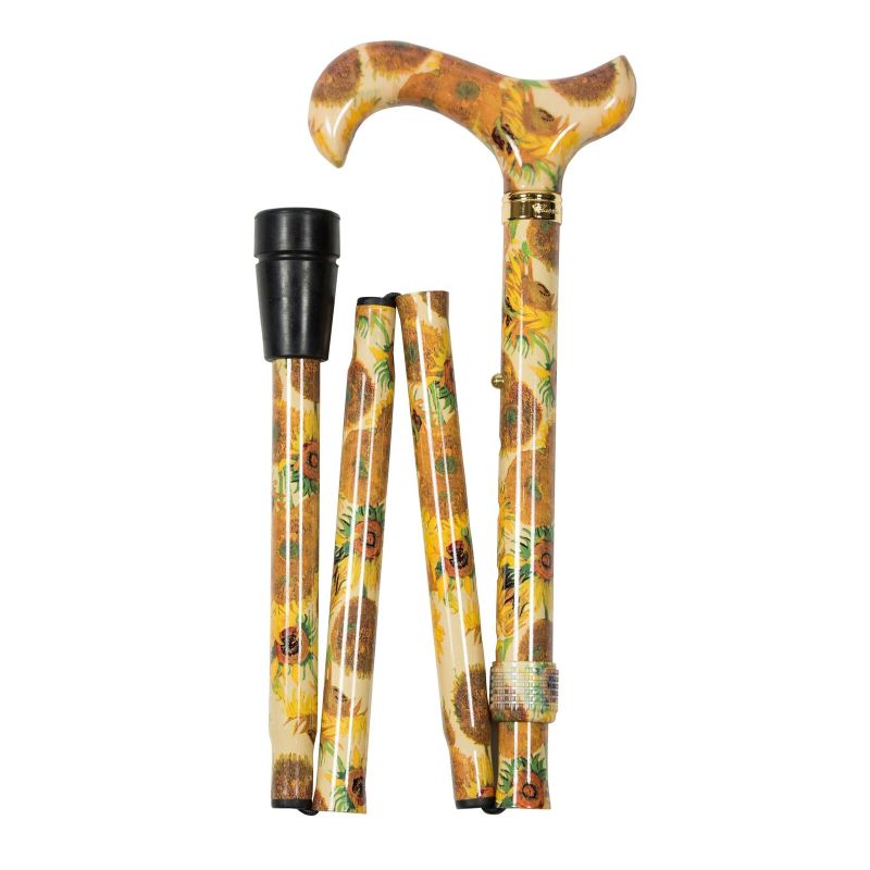 Adjustable Folding National Gallery van Gogh Sunflowers Derby Handle Walking Cane