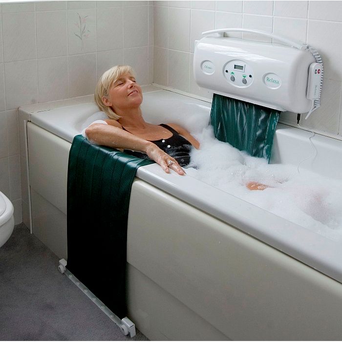 Woman with a bath lift