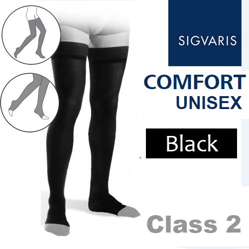 Sigvaris Unisex Comfort Thigh Class 2 (RAL) Black Knobbed Grip Top