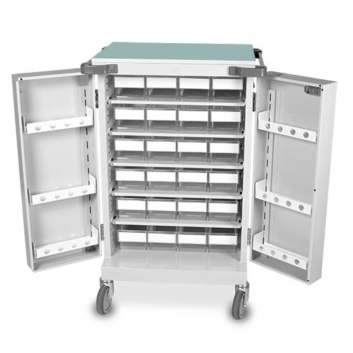 Bristol Maid Dispensing Tray Trolley, Double Door with 24 LP Trays and