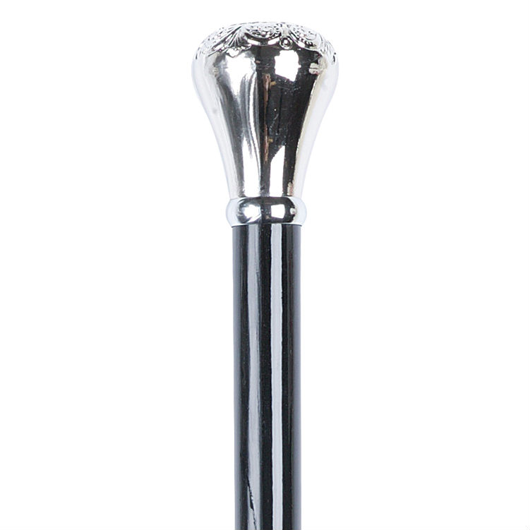 Decorative Chrome Knob Handle Black Beech Walking Stick Health and Care