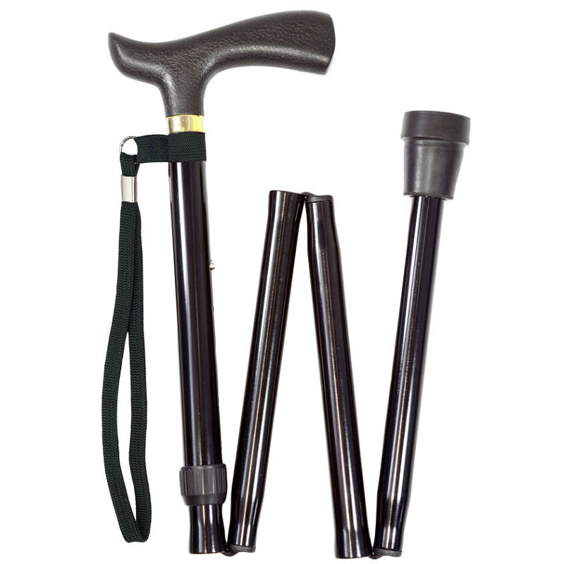 Economy HeightAdjustable Folding Black Walking Stick with Crutch Handle Health and Care