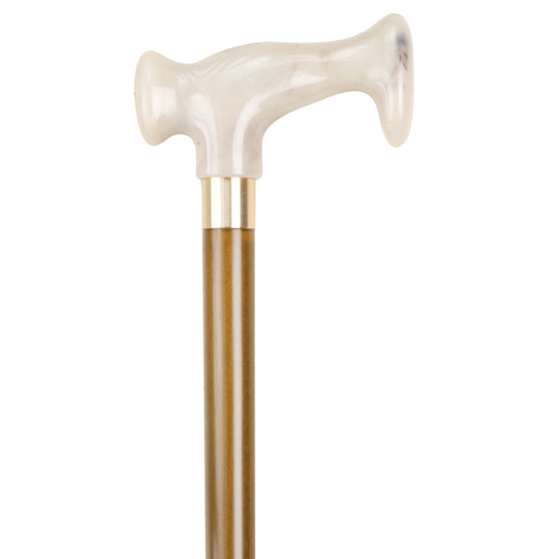White MarbleEffect Escort Crutch Handle Wooden Walking Stick Health