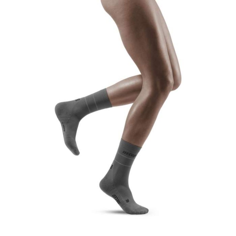 CEP Grey Reflective Mid Cut Socks for Women