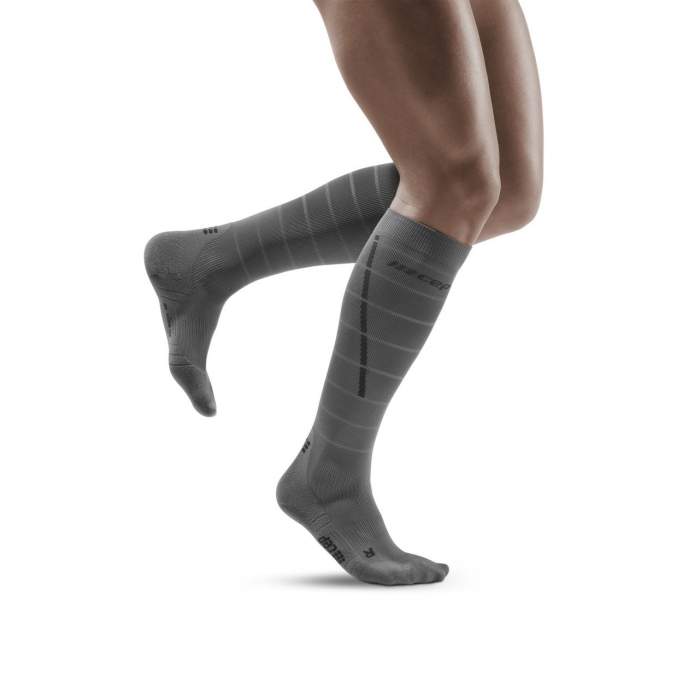 CEP Grey Reflective Running Compression Socks for Men