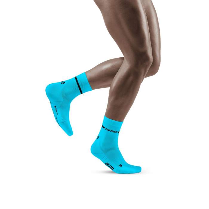 CEP Men's Blue Neon Mid-Cut Compression Socks for Running