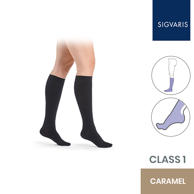 Sigvaris Essential Comfortable Unisex Class 1 Knee High Caramel Compression Stockings