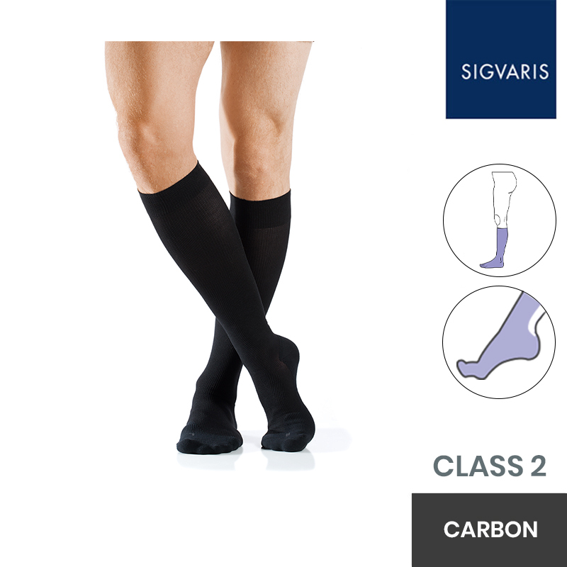 Sigvaris Active Masculine Class 2 Knee High Carbon Compression Stockingst