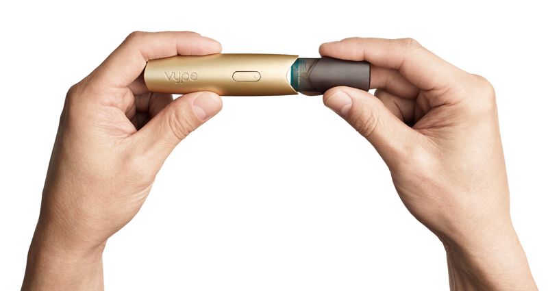 E-liquid pods conveniently click in and out Click On and Off Pod