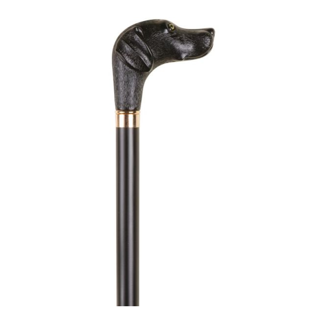 Collectors' Black Labrador Handle Walking Stick Health and Care