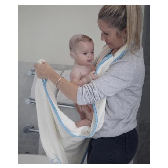 Cuddledry White and Blue Baby Bath Towel Health and Care