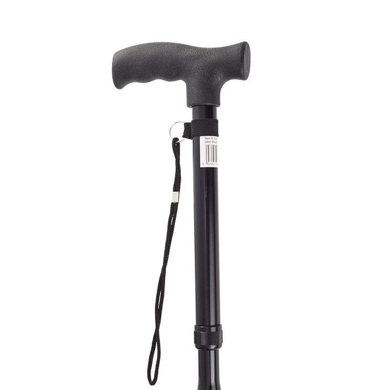 Drive Medical Black Adjustable Folding Walking Stick with Strap