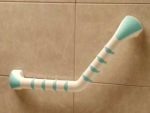 Prima Angled Grab Bar in White and Mint 16'' / 40cm