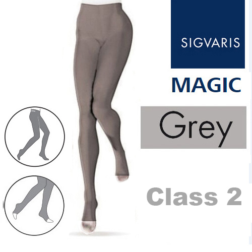 Sigvaris Magic Class 2 Open Toe Compression Tights Grey Health and Care