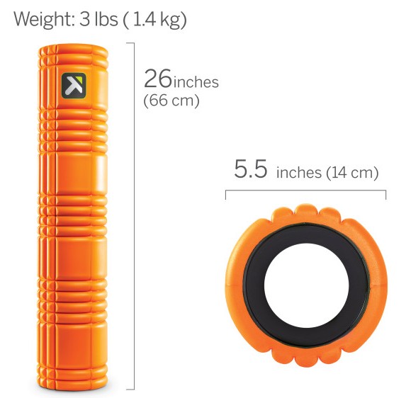 The GRID 2.0 Foam Roller is sized 26 x 5.5 inches
