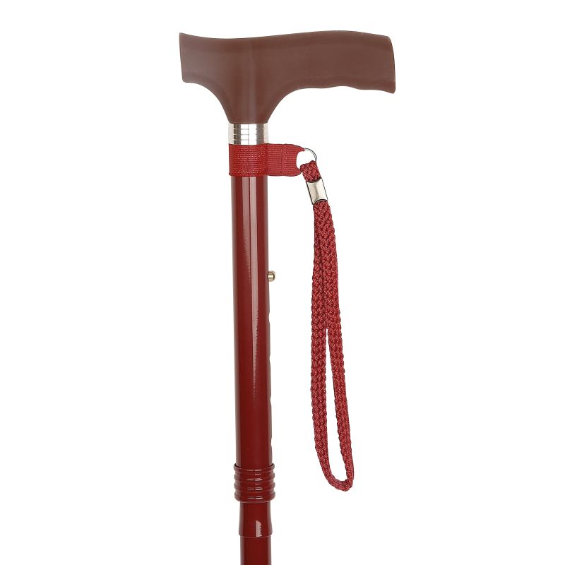 HeightAdjustable Folding Burgundy Silicone Crutch Handle Walking Stick