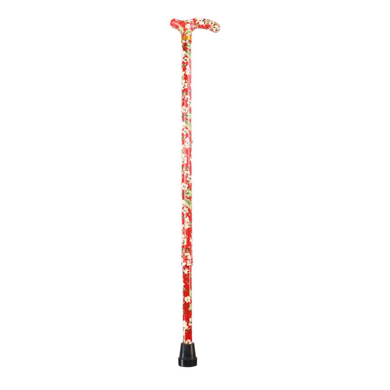 Run Stick Red Adjustable Red Floral Walking Stick | Health and Care