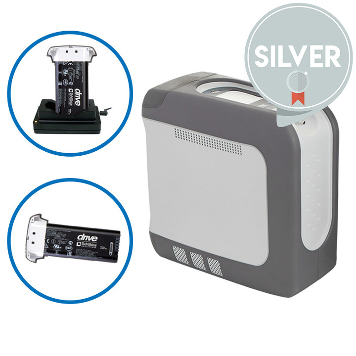 DeVilbiss iGo2 Portable Oxygen Concentrator Silver Bundle