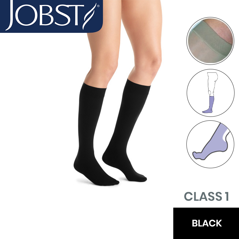 JOBST Opaque RAL Class 1 (18 -  21mmHg) Black Knee High Compression Stockings