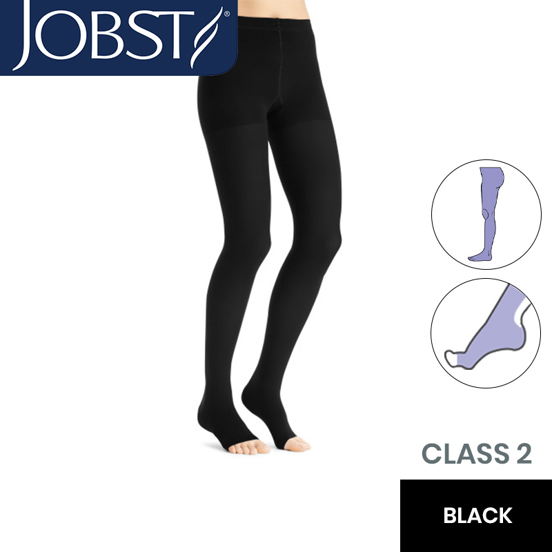 JOBST Opaque Compression Class 2 (23 -  32mmHg) Black Compression Tights with Open Toe