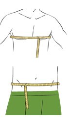 Size measurement of chest and waist