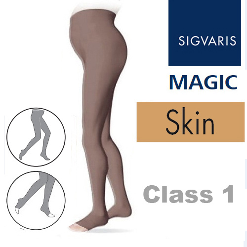 Sigvaris Magic Class 1 Open Toe Maternity Compression Tights - Skin