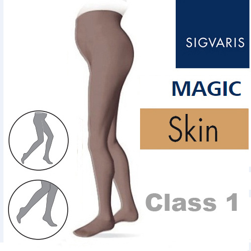 Sigvaris Magic Class 1 Closed Toe Maternity Compression Tights - Skin
