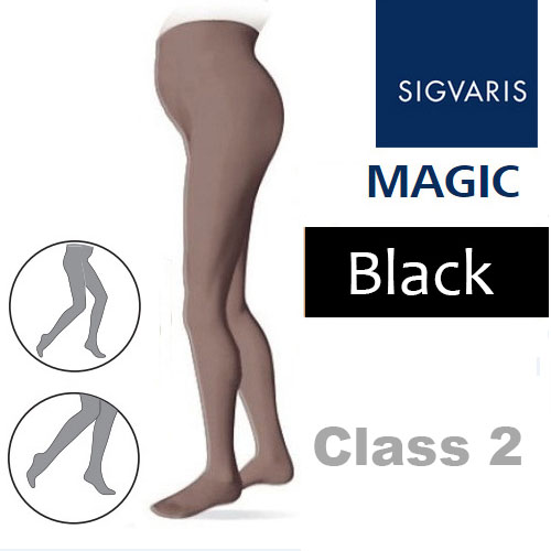 Sigvaris Magic Class 2 Closed Toe Maternity Compression Tights - Black