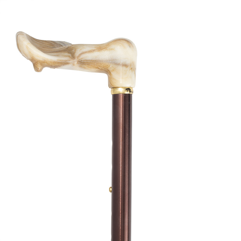 Right Handed Adjustable Folding Coffee Brown Orthopaedic Walking Cane Health And Care