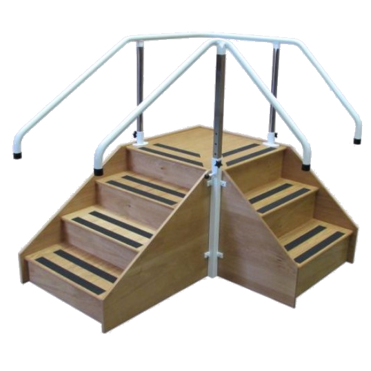 Physiotherapy Non-Slip Corner Steps with Adjustable Handrails