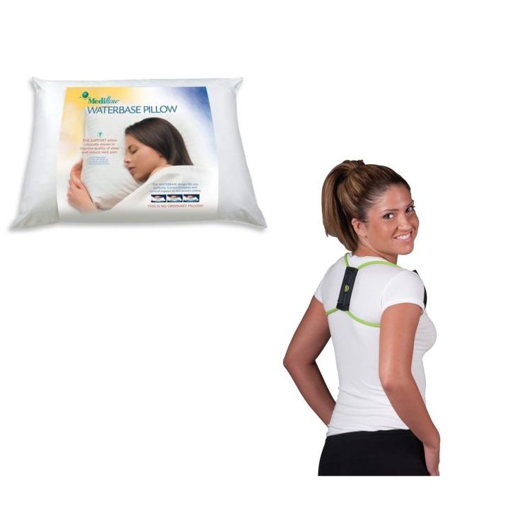 Posture Brace and Orthopaedic Neck Pillow Posture Alignment Pack