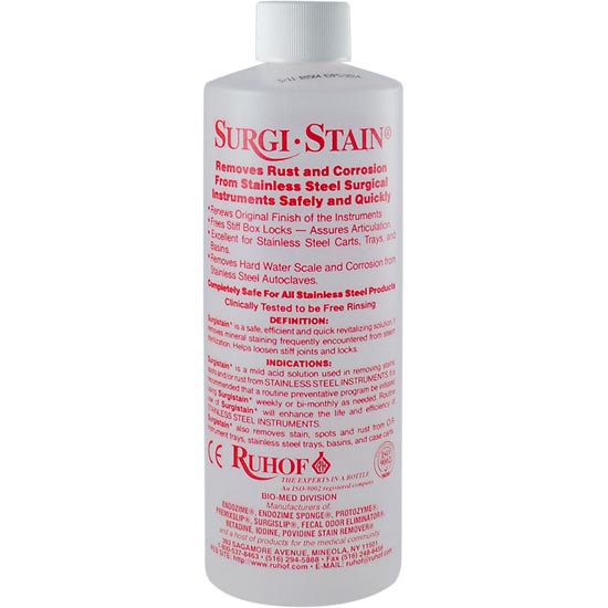 Ruhof Stainless Steel Instrument Staining and Rust Remover Surgistain 12 x 500ml Sports