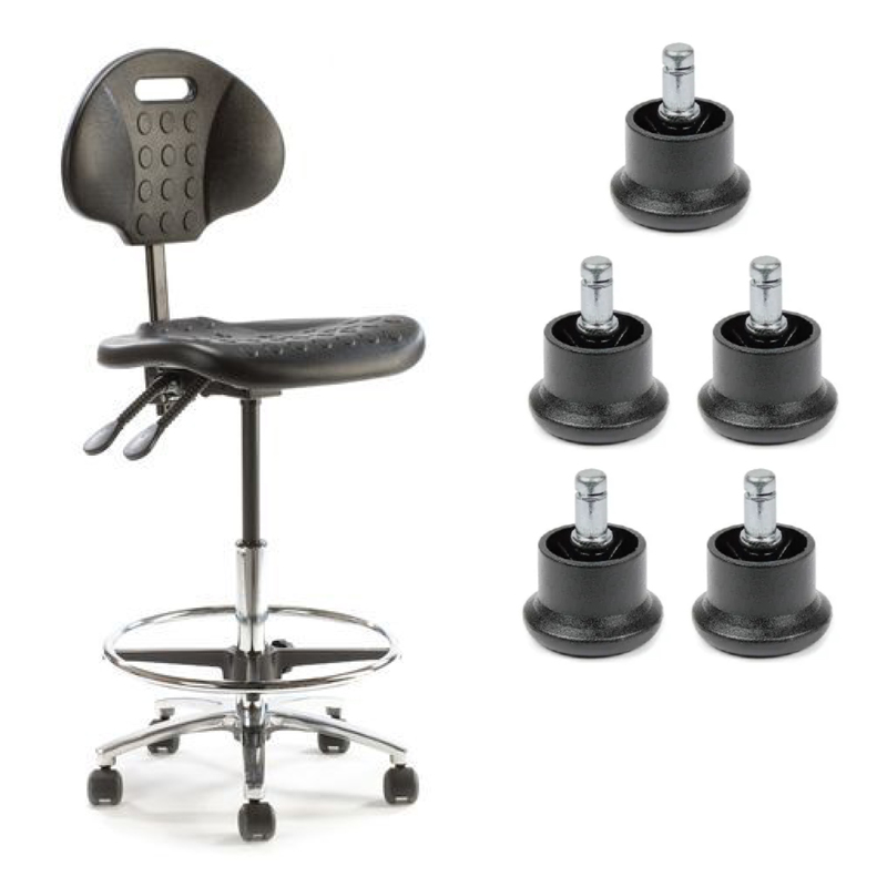 Backless Science Chairs SEERS Lab Chair with Wheels & Static Feet | Health and Care