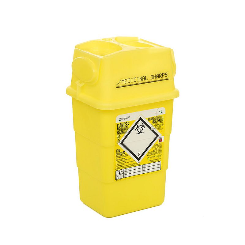 Sharpsafe 1L Sharps Containers (Pack of 100) Health and Care