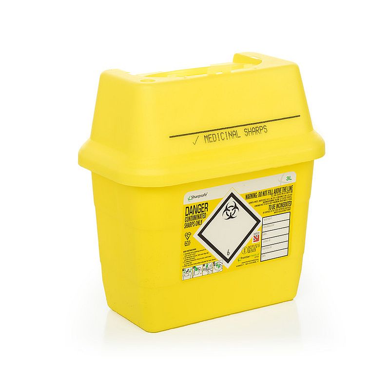 Sharpsafe 3 Litre Sharps Container (Pack of 50) Health and Care