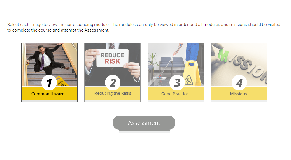 Modules in the slips, trips and falls course Slips, Trips and Falls Course Modules