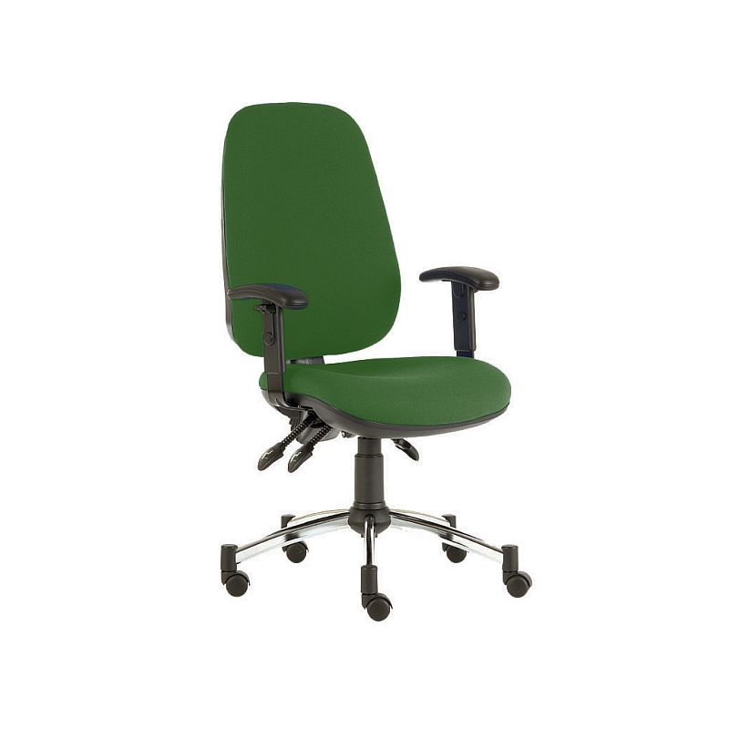 Sunflower Medical Green Deluxe Executive High-Back Three-Lever Intervene Consultation Chair with Adjustable Armrests and Chrome Base