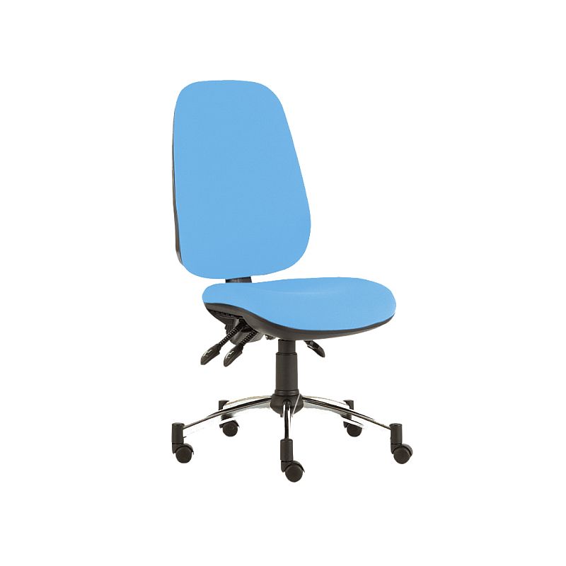 Sunflower Medical Sky Blue Deluxe Executive High-Back Three-Lever Intervene Consultation Chair with Chrome Base