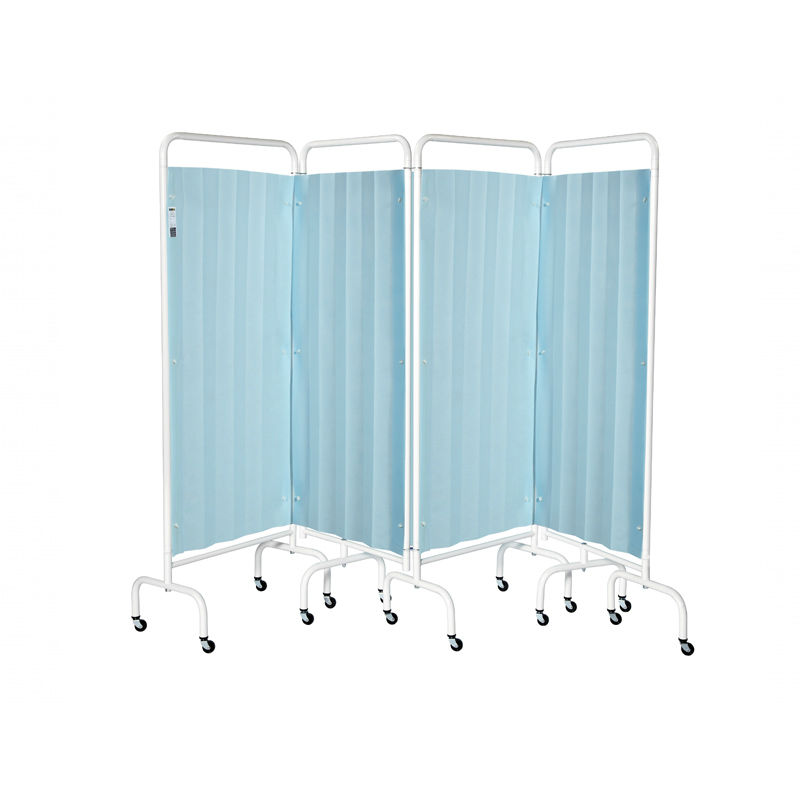 Sunflower Medical Pastel Blue Mobile Four-Panel Folding Hospital Ward Curtained Screen