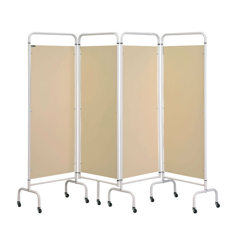 Sunflower Medical Beige Mobile Four-Panel Folding Hospital Ward Screen