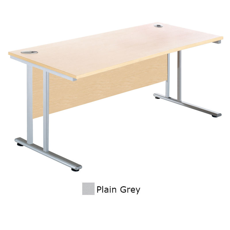Sunflower Cal Plain Grey 100cm Wide Rectangular Desk Sports Zoom