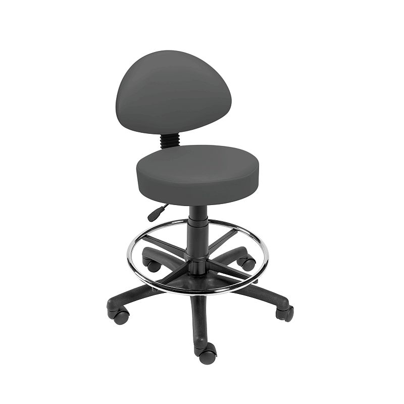 Grey Stool with Back Rest and Foot Ring Health and Care