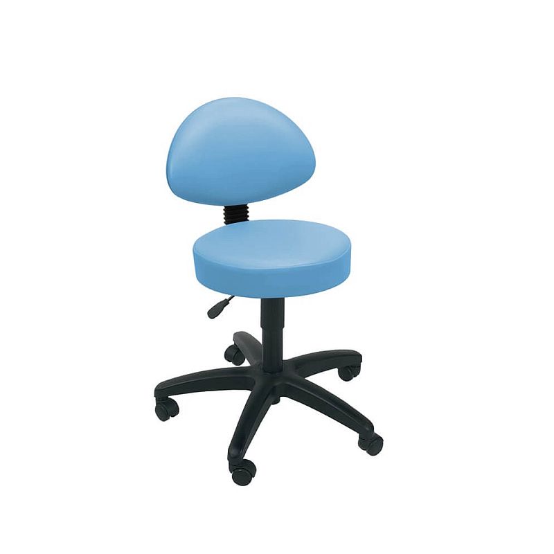 Sunflower Medical Cool Blue Gas-Lift Stool with Back Rest