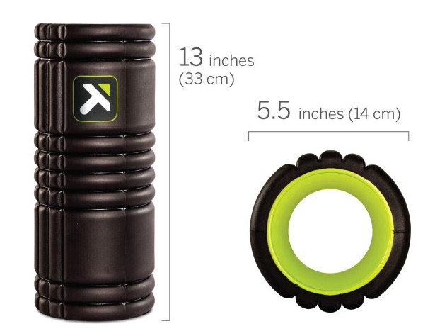 The GRID Foam Roller is sized 13 x 5.5 inches