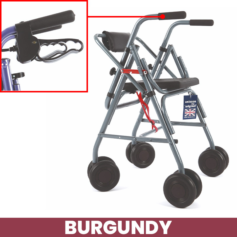 Uniscan Glider Burgundy Walker (Lever Brake) Health and Care