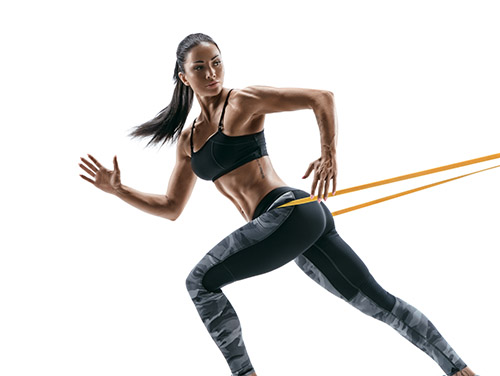 Woman Using a Resistance Band