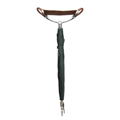 Leather Umbrella Brown and Green Walking Seat Stick